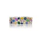 Platinum Wide Multi Color Gemstone Bracelet