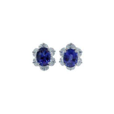 Platinum 10.12ct Cornflower Blue Sapphire Entourage Earrings